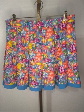 DARLYN-Vintage- Floral Pleated Summer Skirt - Neon Multicolor- size 16